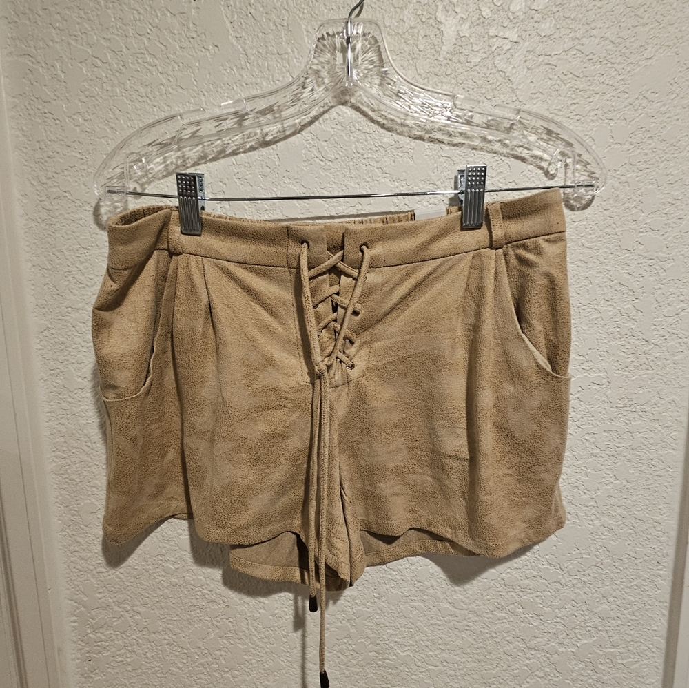 Maurices Tan Lace-Up Shorts Size Medium